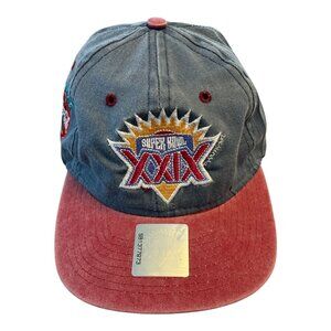 VTG Super Bowl XXIX Hat – Coca-Cola Logo – Team NFL Logo 7 – Denim & Red Brim –
